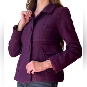 MANGO CASHMERE/WOOL EGGPLANT SUIT JACKET AND OR PEACOAT SZ MEDIUM